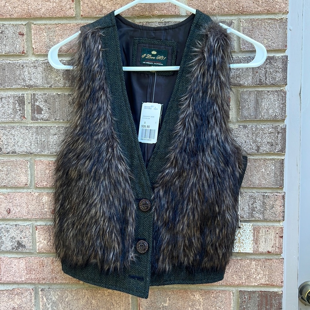 y2k fur and knit vest NWT